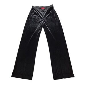 JS Collections Womens Evening Pants Sz 4 Black Stretch Velvet Wide Leg Side Zip